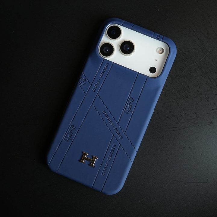 FRATO iPhone 17 Series Premium H-Style PU Leather Case for iPhone 17 Series | Luxury Designer-Inspired Protective Cover| Blue