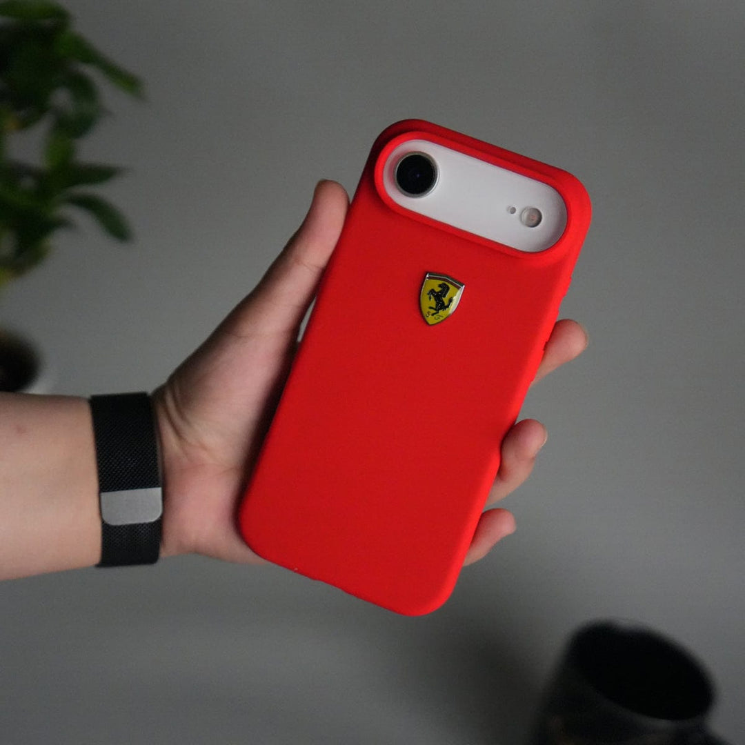 FRATO iPhone 17 Series Red iPhone 17 Air Sports Car Logo Liquid Silicone Case Cover