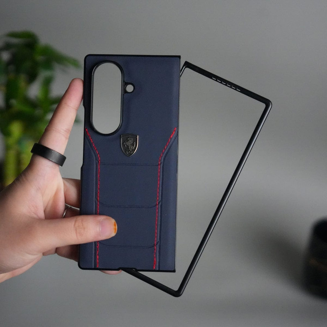 FRATO iPhone 17 Series Samsung Galaxy Z Fold 7 FR Stitched PU Leather Case Cover Blue