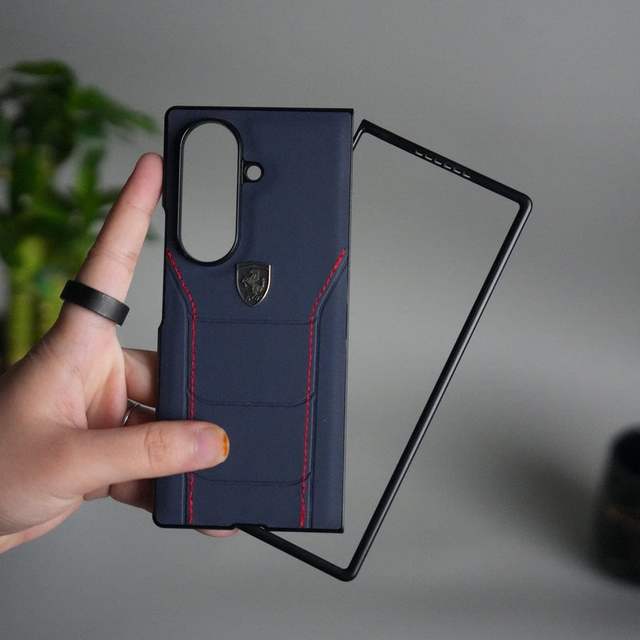 FRATO iPhone 17 Series Samsung Galaxy Z Fold 7 FR Stitched PU Leather Case Cover Blue