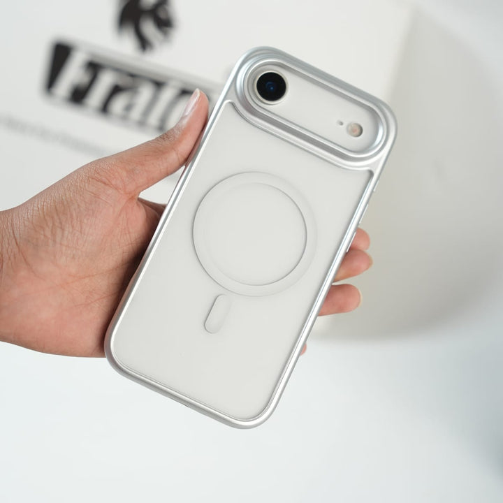 FRATO iPhone 17 Series Silver iPhone 17 Air Clear Acrylic MagSafe Case with Soft Silicone Bumper | Transparent Shockproof Cover