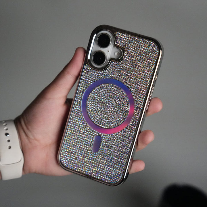 FRATO iPhone 17 Series Silver iPhone 17 Luxury Diamond Case Cover With MagSafe