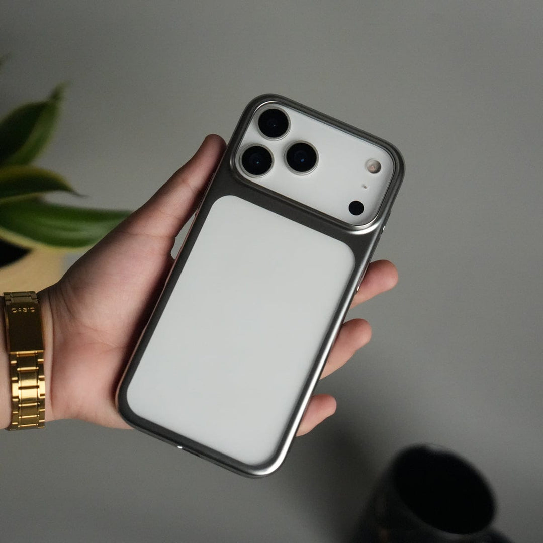 FRATO iPhone 17 Series Silver iPhone 17 Pro Max Clear Shell Case | Slim Back Cover with Electroplated Edges