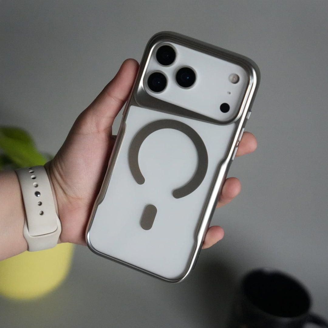 FRATO iPhone 17 Series Silver iPhone 17 Pro Max Electroplated Frame Transparent Magsafe Case