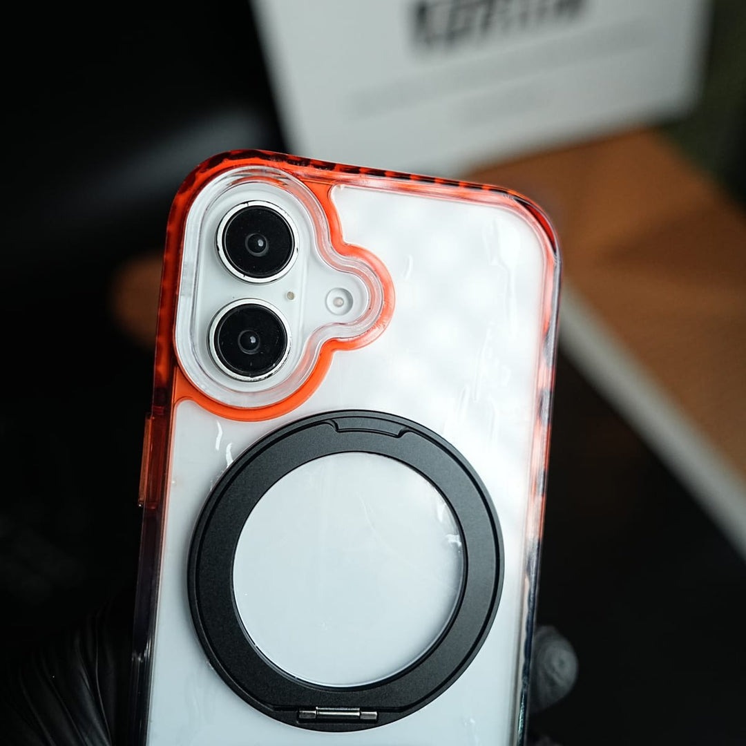 FRATO iPhone 17 Series Two-Tone Clear Case for iPhone 17 | Rotating Ring Stand