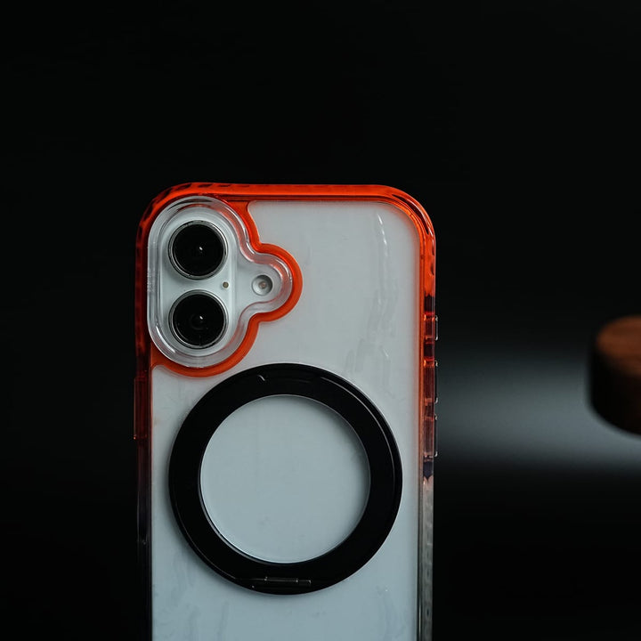 FRATO iPhone 17 Series Two-Tone Clear Case for iPhone 17 | Rotating Ring Stand