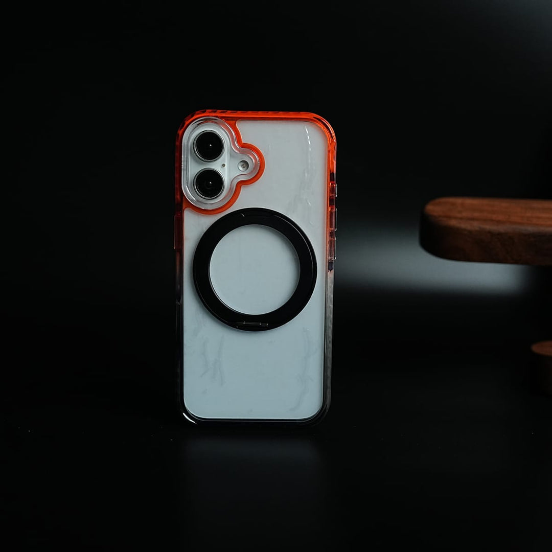 FRATO iPhone 17 Series Two-Tone Clear Case for iPhone 17 | Rotating Ring Stand