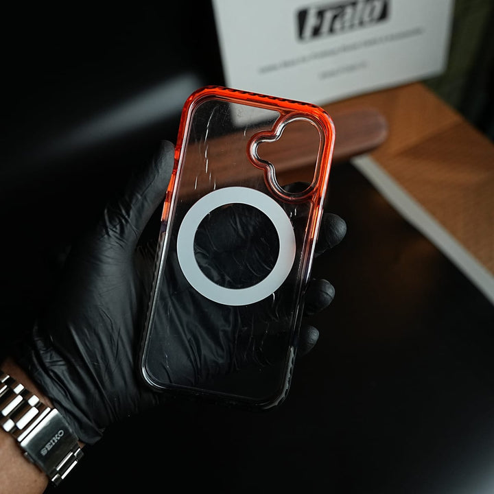 FRATO iPhone 17 Series Two-Tone Clear Case for iPhone 17 | Rotating Ring Stand