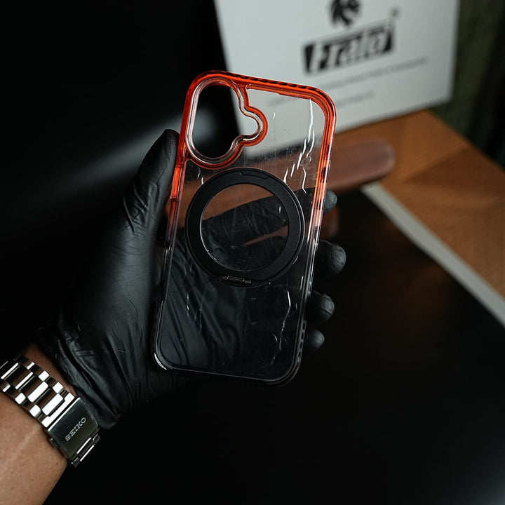 FRATO iPhone 17 Series Two-Tone Clear Case for iPhone 17 | Rotating Ring Stand