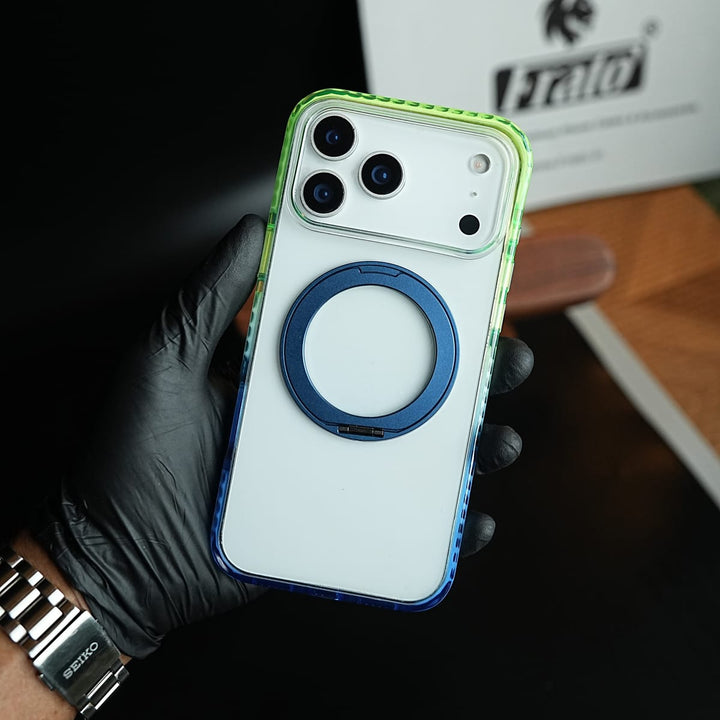 FRATO iPhone 17 Series Two-Tone Clear Case for iPhone 17 Series | Rotating Ring Stand