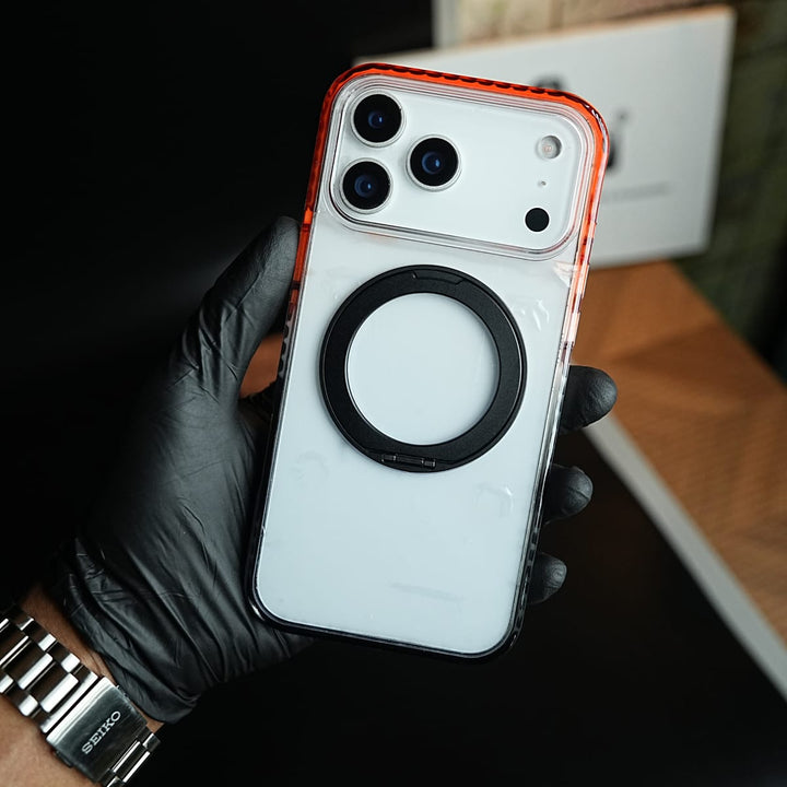 FRATO iPhone 17 Series Two-Tone Clear Case for iPhone 17 Series | Rotating Ring Stand