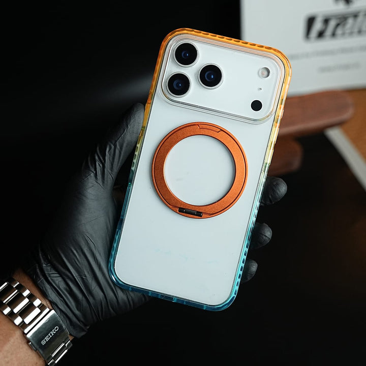 FRATO iPhone 17 Series Two-Tone Clear Case for iPhone 17 Series | Rotating Ring Stand