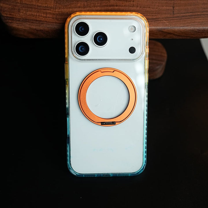 FRATO iPhone 17 Series Two-Tone Clear Case for iPhone 17 Series | Rotating Ring Stand