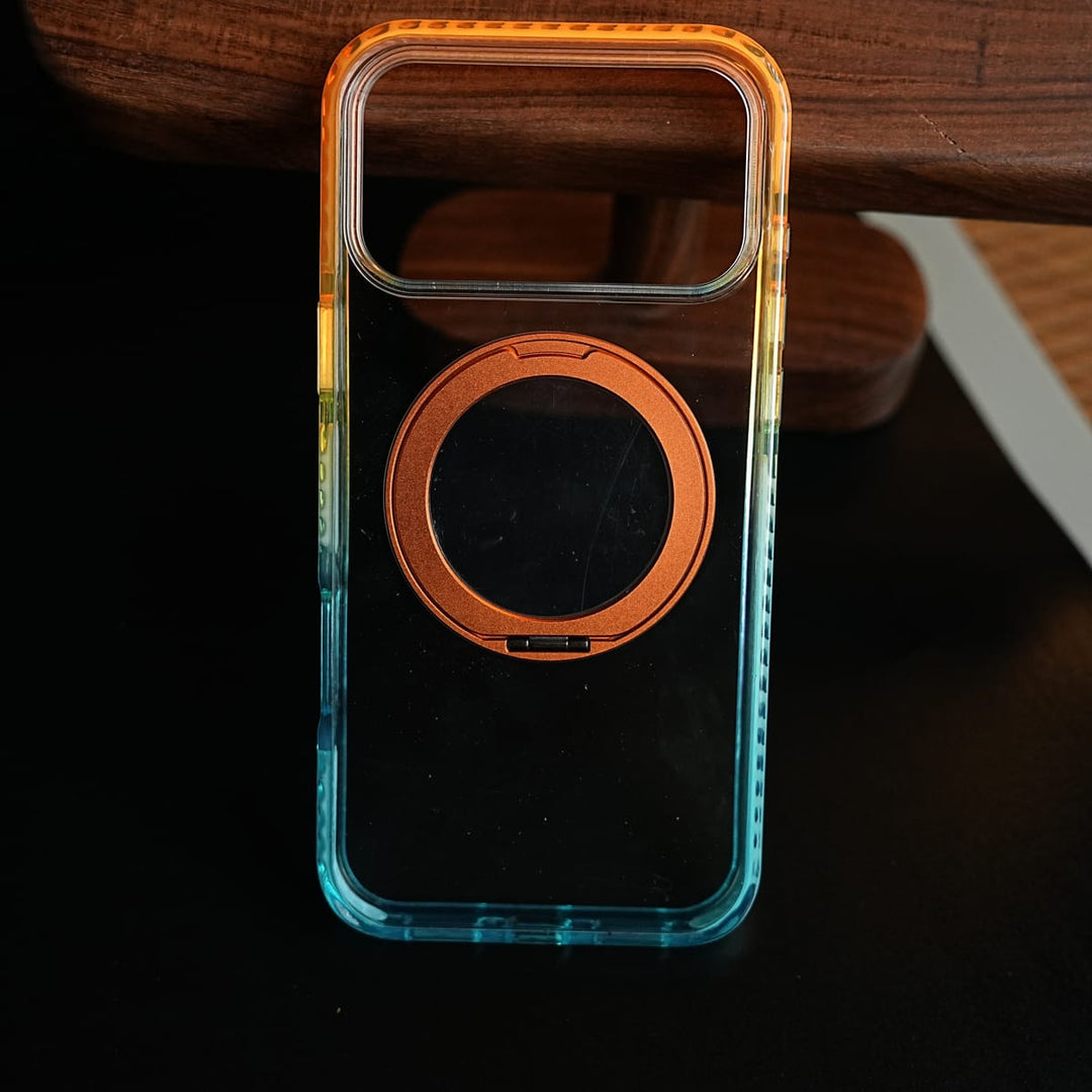 FRATO iPhone 17 Series Two-Tone Clear Case for iPhone 17 Series | Rotating Ring Stand