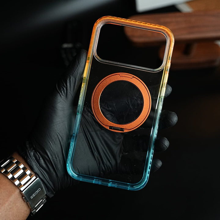 FRATO iPhone 17 Series Two-Tone Clear Case for iPhone 17 Series | Rotating Ring Stand