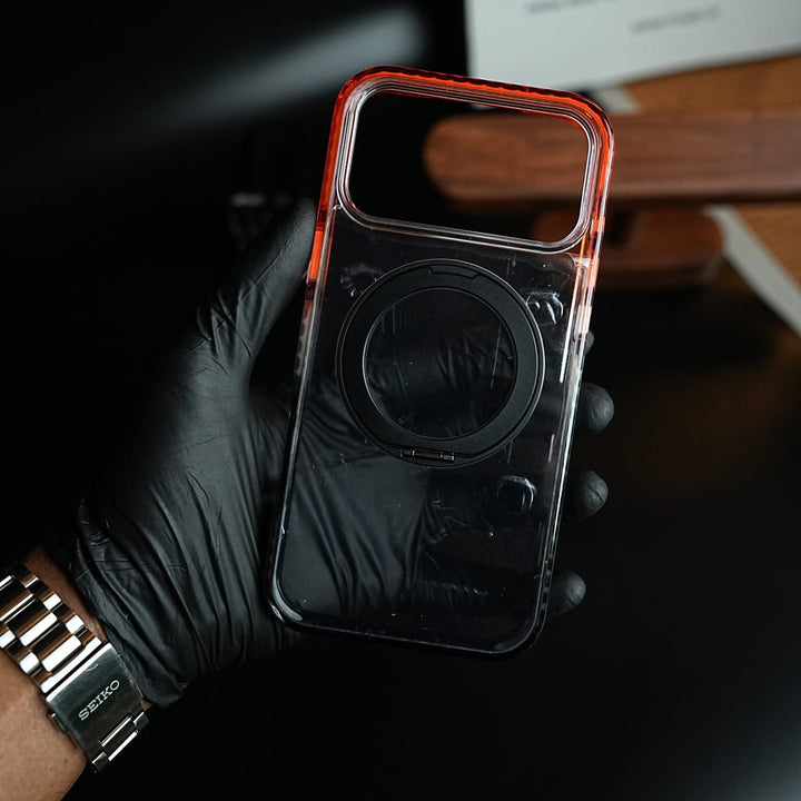 FRATO iPhone 17 Series Two-Tone Clear Case for iPhone 17 Series | Rotating Ring Stand