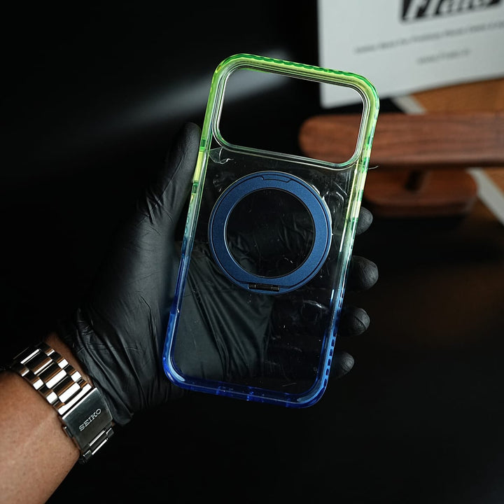 FRATO iPhone 17 Series Two-Tone Clear Case for iPhone 17 Series | Rotating Ring Stand