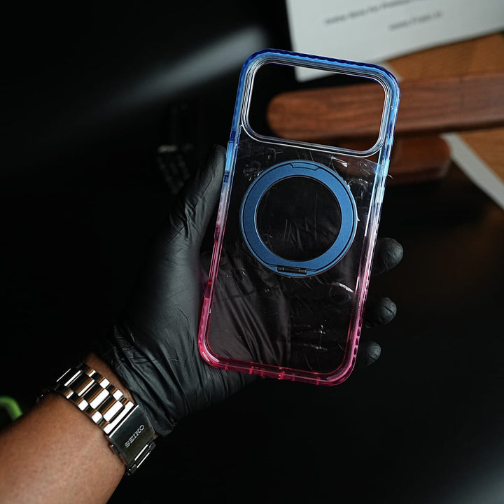 FRATO iPhone 17 Series Two-Tone Clear Case for iPhone 17 Series | Rotating Ring Stand