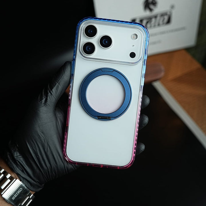 FRATO iPhone 17 Series Two-Tone Clear Case for iPhone 17 Series | Rotating Ring Stand