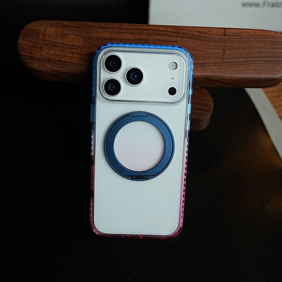 FRATO iPhone 17 Series Two-Tone Clear Case for iPhone 17 Series | Rotating Ring Stand