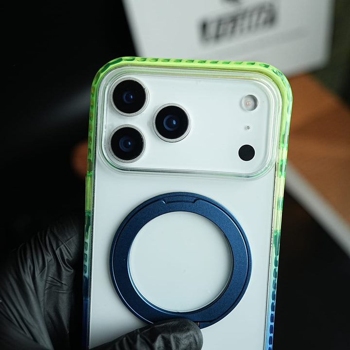 FRATO iPhone 17 Series Two-Tone Clear Case for iPhone 17 Series | Rotating Ring Stand
