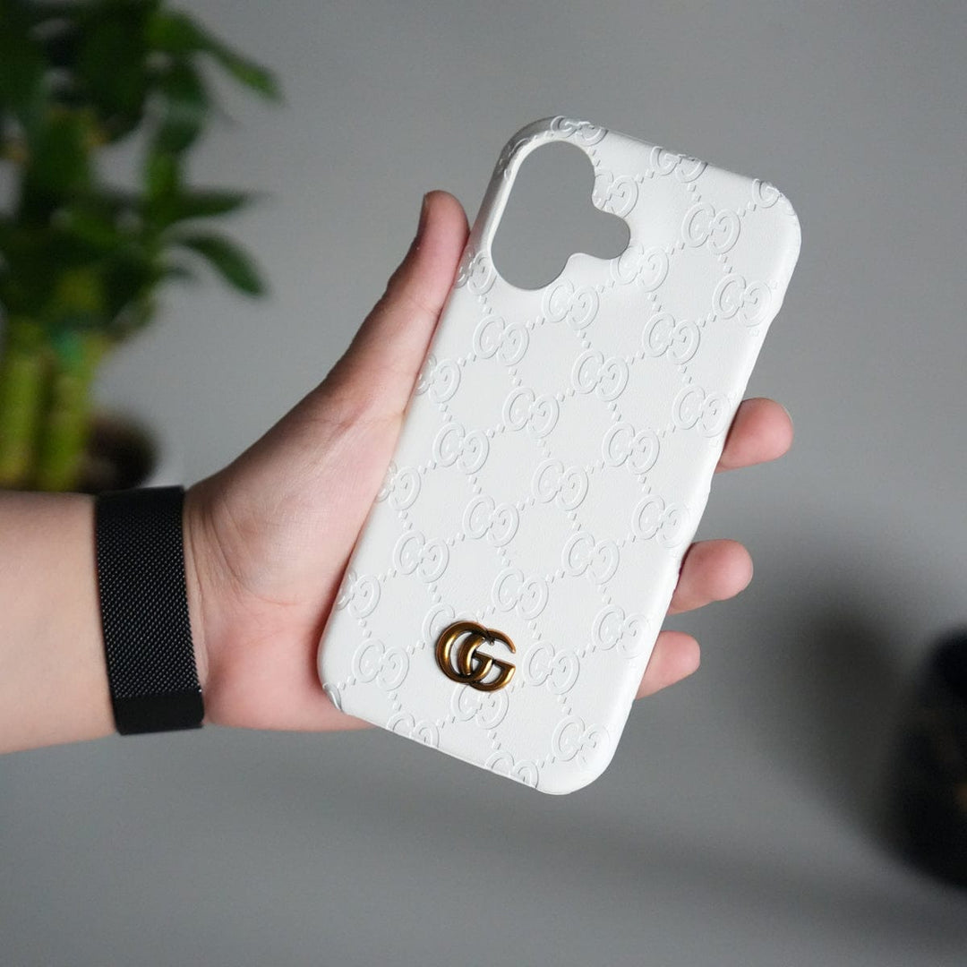 FRATO iPhone 17 Series White iPhone 17 Luxury GG Fashion Leather Brand Case Cover