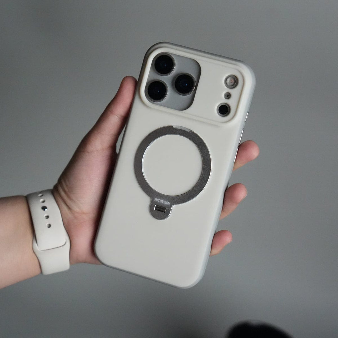FRATO iPhone 17 Series White iPhone 17 Pro Max Liquid PC MagSafe Case | Soft Touch Back Cover with Metal Kickstand Ring