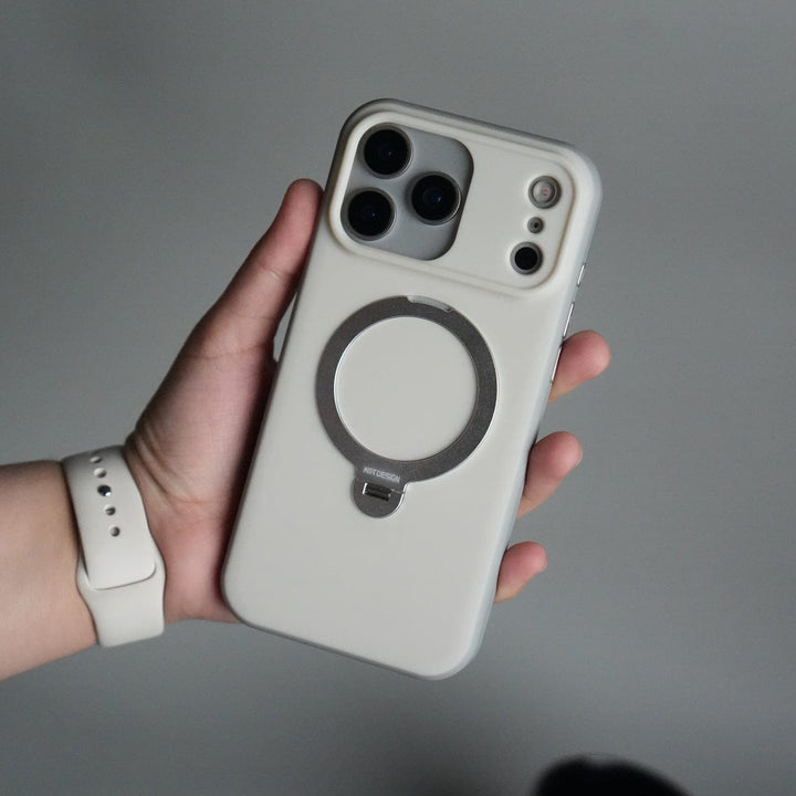 FRATO iPhone 17 Series White iPhone 17 Pro Max Liquid PC MagSafe Case | Soft Touch Back Cover with Metal Kickstand Ring