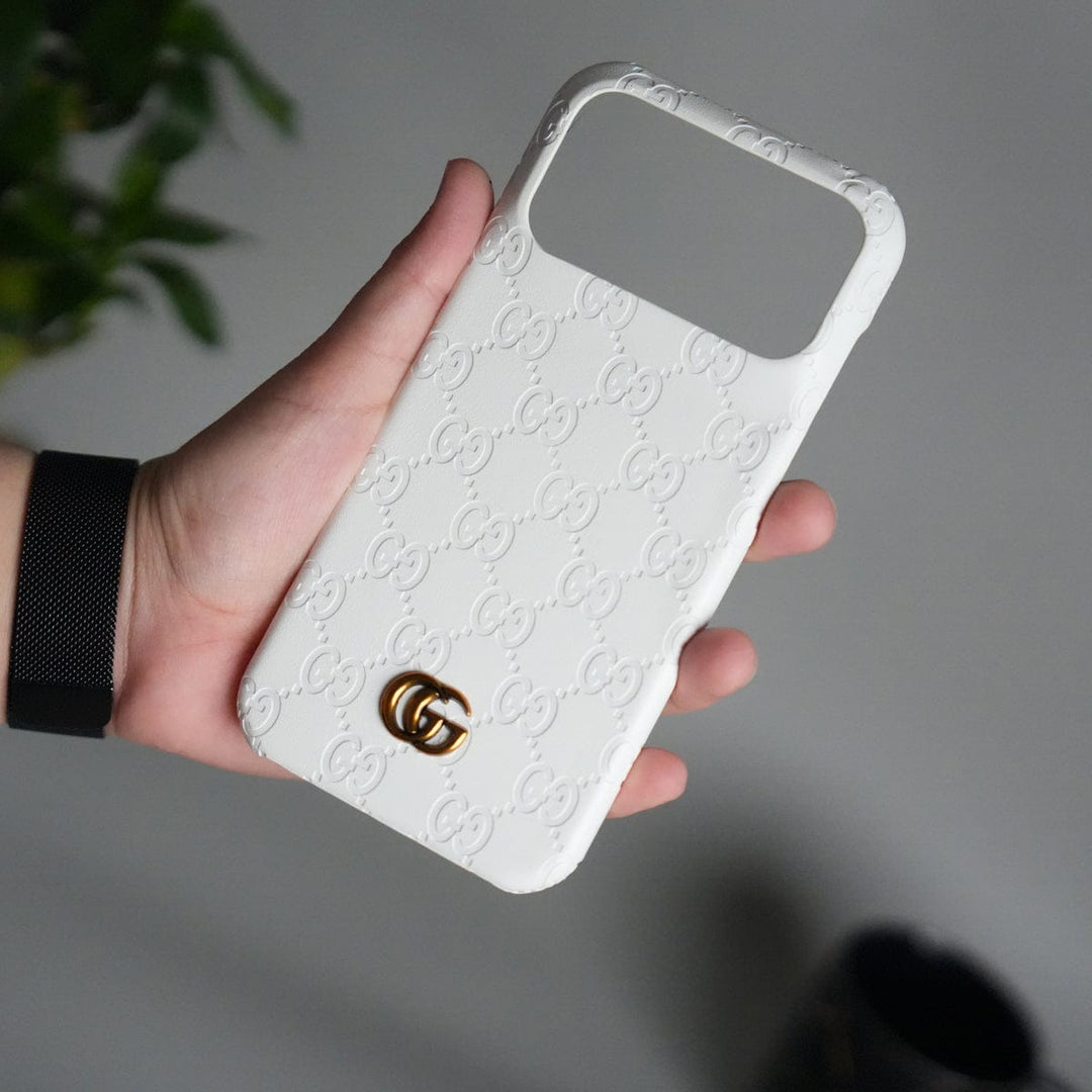 FRATO iPhone 17 Series White iPhone 17 Pro Max Luxury GG Fashion Leather Brand Case Cover