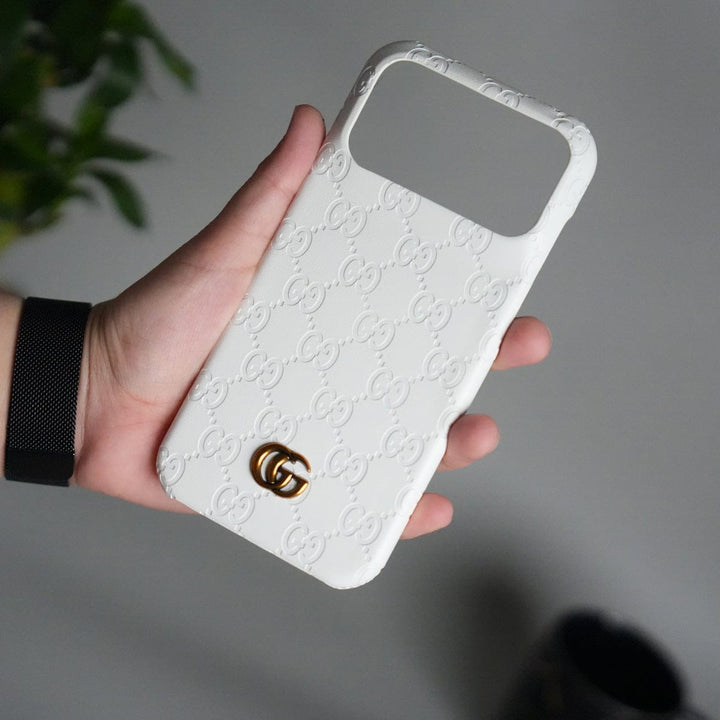 FRATO iPhone 17 Series White iPhone 17 Pro Max Luxury GG Fashion Leather Brand Case Cover