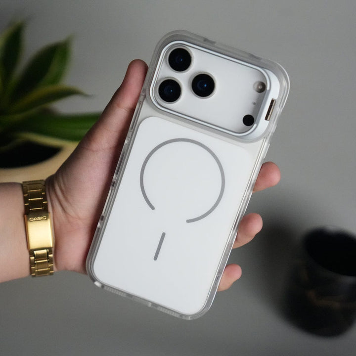 FRATO iPhone 17 Series White iPhone 17 Pro Max Matte Finish MagSafe Case with Ultra-Slim Metal Kickstand