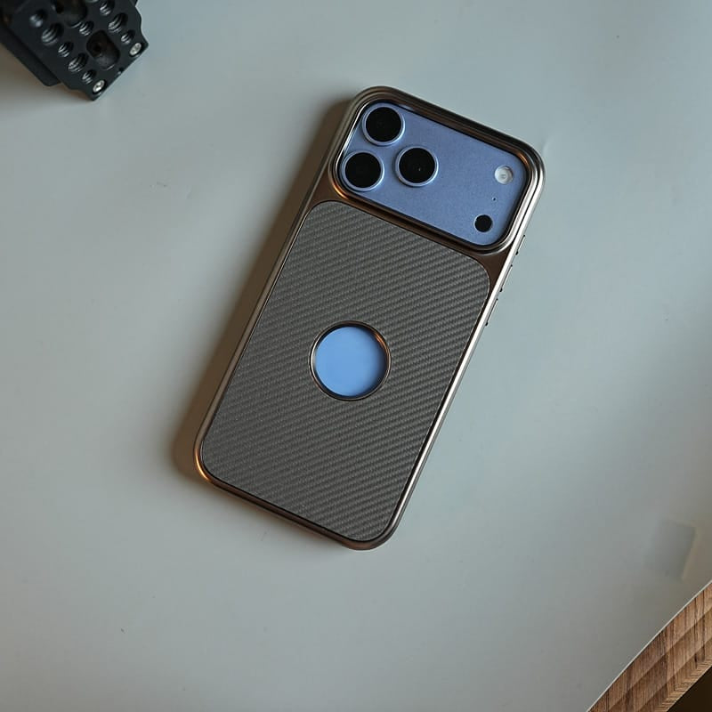 FRATO iPhone 18 Series 18 Pro / Gray Carbon Design Logo Cut Case For iPhone 18 Series | Protective Cover