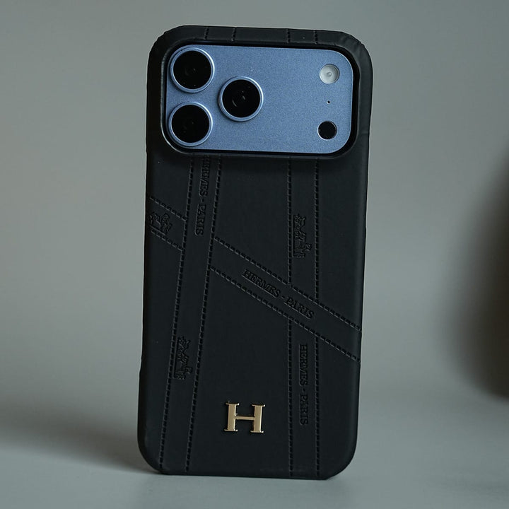 FRATO iPhone 18 Series 18 Pro Max / Black Premium H-Style PU Leather Case for iPhone 18 Series | Luxury Designer-Inspired Protective Cover