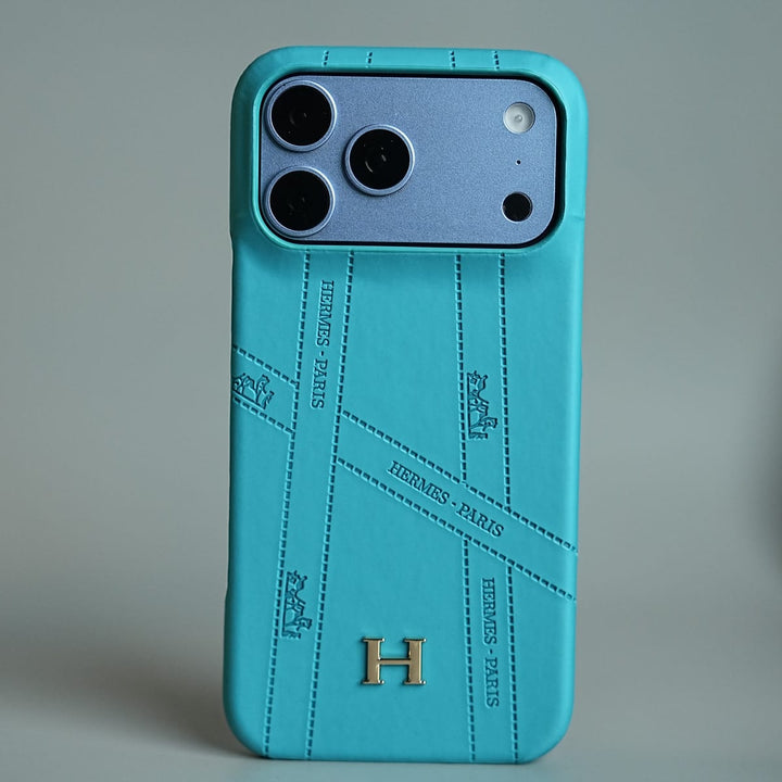 FRATO iPhone 18 Series 18 Pro Max / Blue Premium H-Style PU Leather Case for iPhone 18 Series | Luxury Designer-Inspired Protective Cover