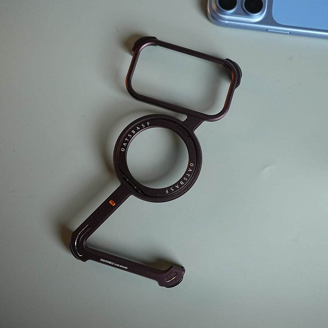 FRATO iPhone 18 Series 18 Pro Max / Burgundy iPhone 18 Series Z Shape Aluminum Metal Rotating Kickstand Frameless Design