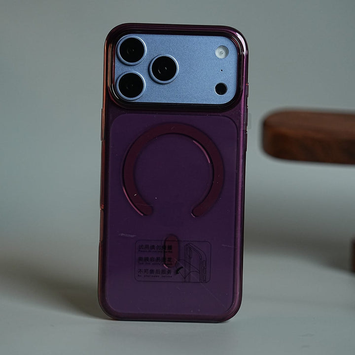 FRATO iPhone 18 Series 18 Pro Max / Burgundy Tinted Transparent Anti Yellow Magnetic Hard Cristal Case for iPhone 18 Series | Raised Camera Surround