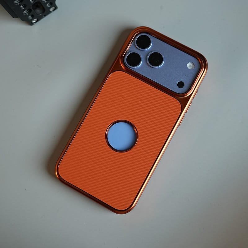 FRATO iPhone 18 Series 18 Pro / Orange Carbon Design Logo Cut Case For iPhone 18 Series | Protective Cover