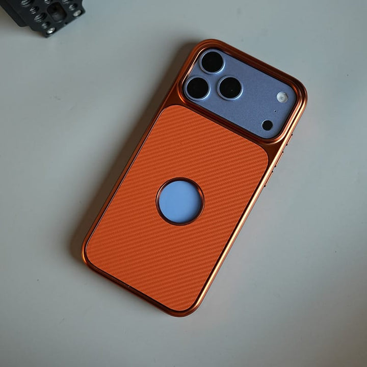 FRATO iPhone 18 Series 18 Pro / Orange Carbon Design Logo Cut Case For iPhone 18 Series | Protective Cover