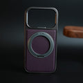 PU Leather Stitch Case For iPhone 17 Series  | 360° Rotating Metal Ring Stand Cover