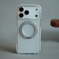 Ribbed Clear Case for iPhone 18 Series with Rotating Metal Stand | Protective Cover