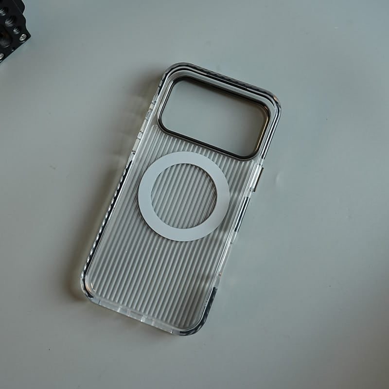 FRATO iPhone 18 Series Ribbed Clear Case for iPhone 18 Series with Rotating Metal Stand | Protective Cover