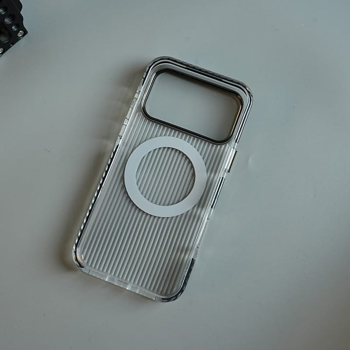 FRATO iPhone 18 Series Ribbed Clear Case for iPhone 18 Series with Rotating Metal Stand | Protective Cover