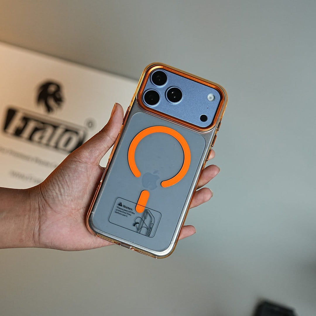 FRATO iPhone 18 Series Tinted Transparent Anti Yellow Magnetic Hard Cristal Case for iPhone 18 Series | Metal Camera Frame