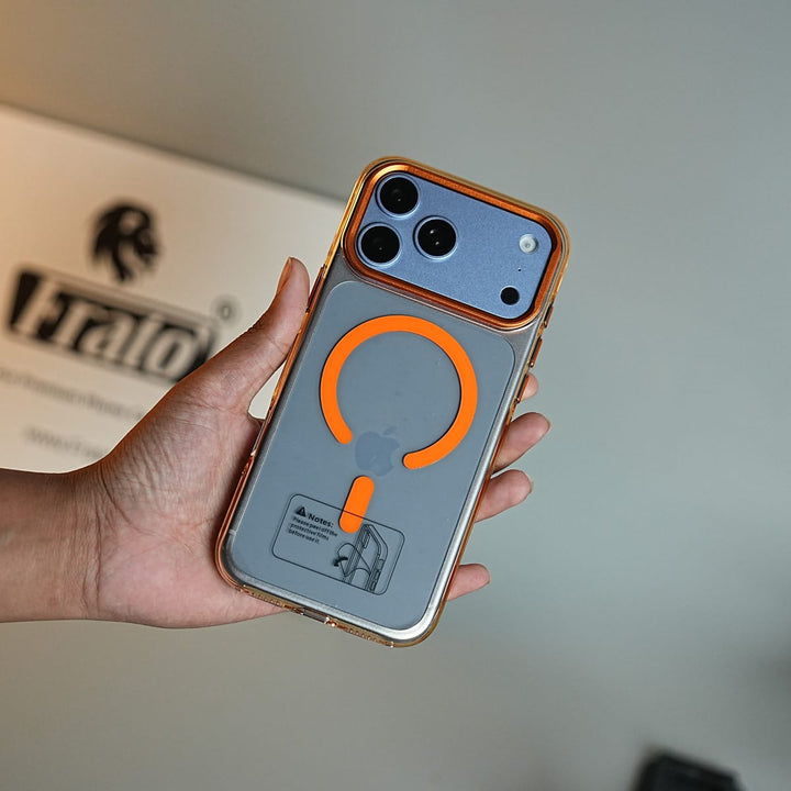 FRATO iPhone 18 Series Tinted Transparent Anti Yellow Magnetic Hard Cristal Case for iPhone 18 Series | Metal Camera Frame