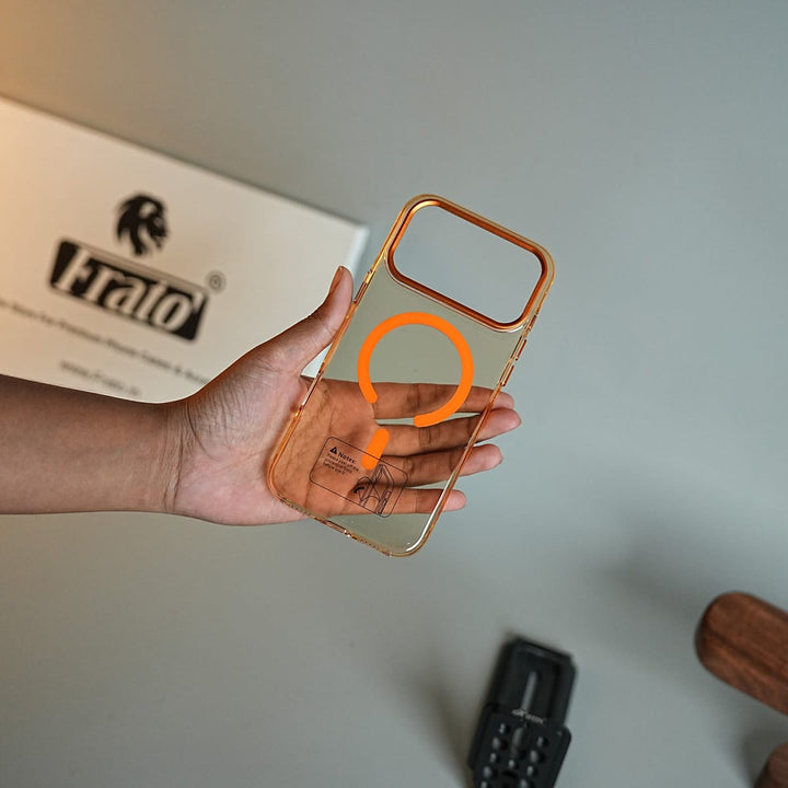 FRATO iPhone 18 Series Tinted Transparent Anti Yellow Magnetic Hard Cristal Case for iPhone 18 Series | Metal Camera Frame