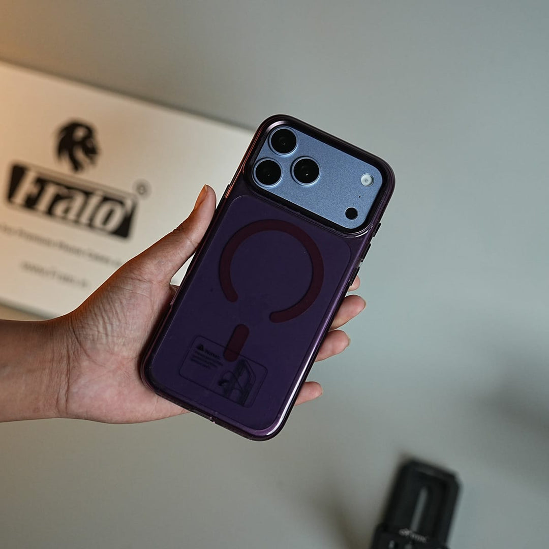 FRATO iPhone 18 Series Tinted Transparent Anti Yellow Magnetic Hard Cristal Case for iPhone 18 Series | Metal Camera Frame