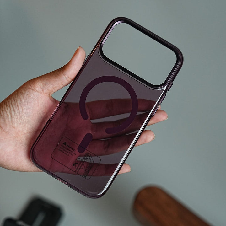 FRATO iPhone 18 Series Tinted Transparent Anti Yellow Magnetic Hard Cristal Case for iPhone 18 Series | Metal Camera Frame