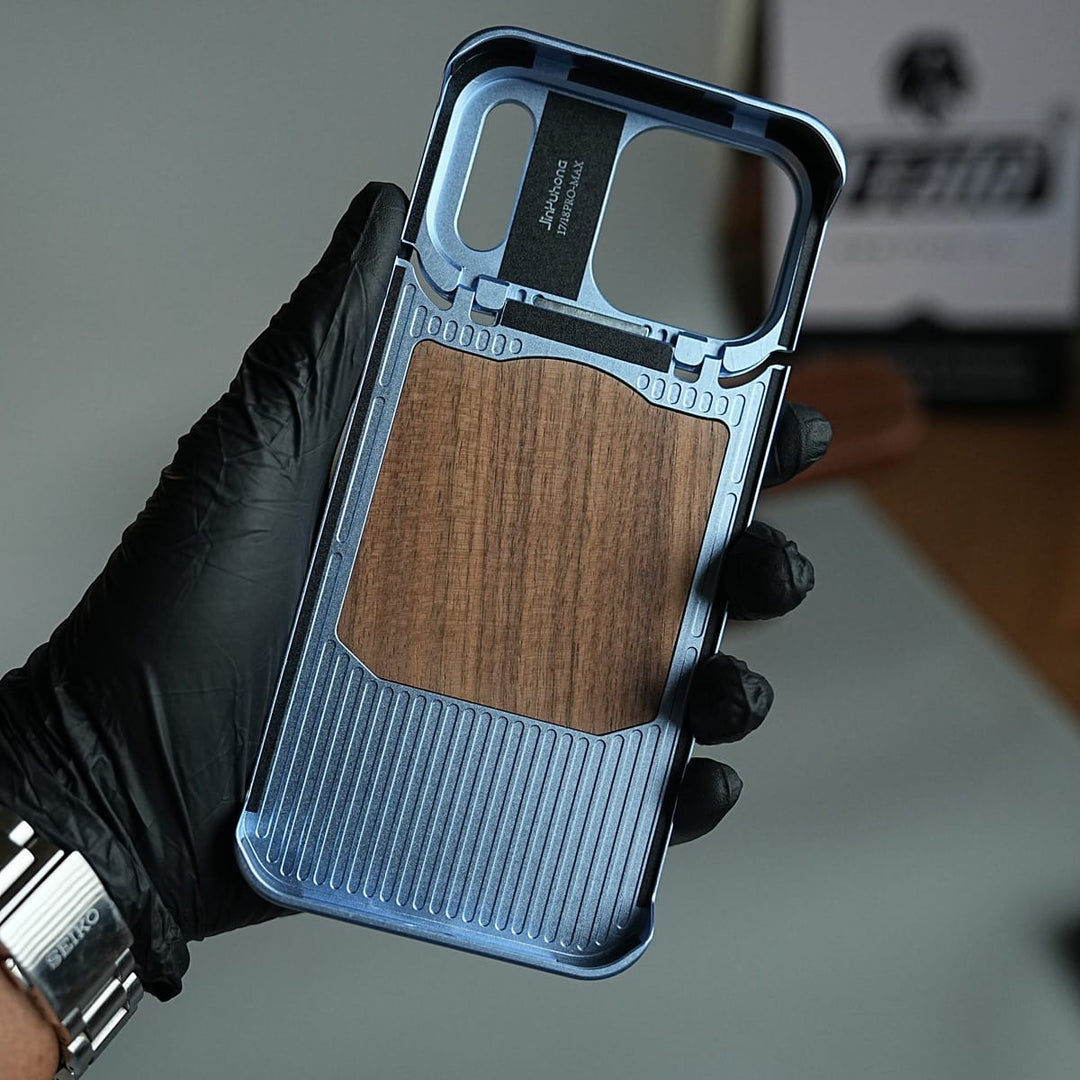 FRATO iPhone 18 Series Wood Leather AeroFLex Aluminium Case for iPhone 18 Pro Max With Rotating Stand