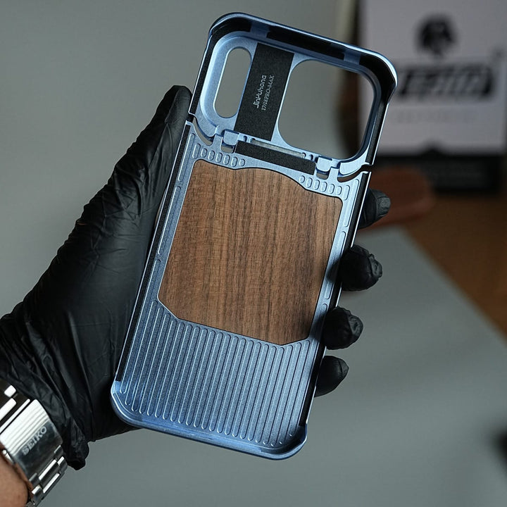 FRATO iPhone 18 Series Wood Leather AeroFLex Aluminium Case for iPhone 18 Pro Max With Rotating Stand