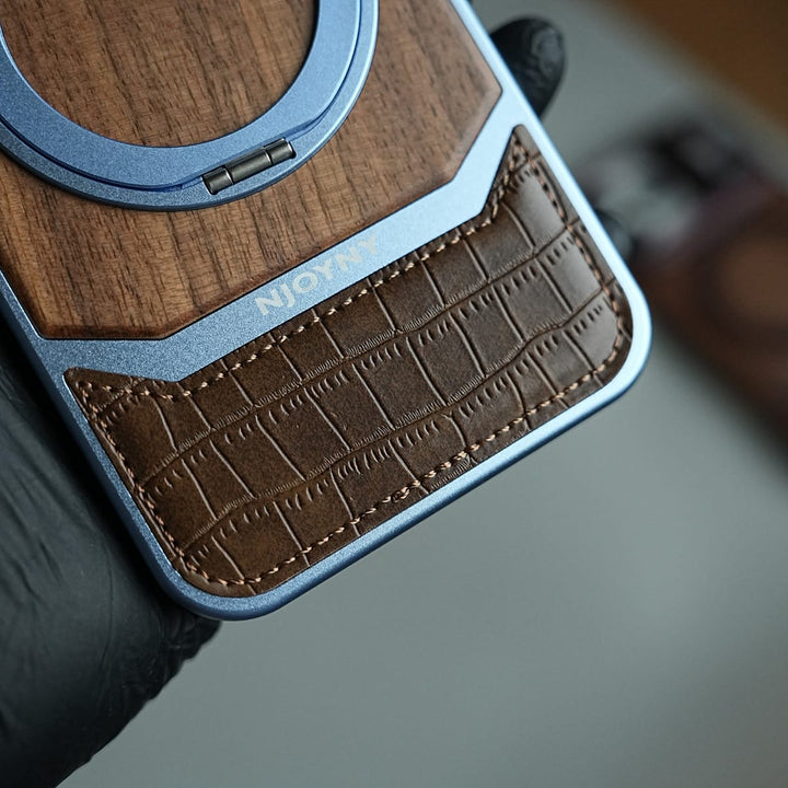 FRATO iPhone 18 Series Wood Leather AeroFLex Aluminium Case for iPhone 18 Pro Max With Rotating Stand